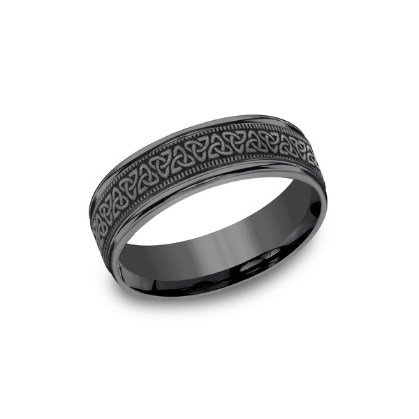 Benchmark Rings Dublin Tantalum Celtic Knot Pattern Wedding Band, Size 10