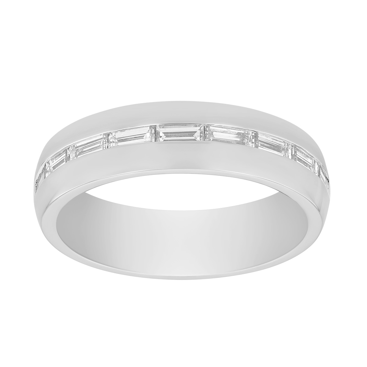 Precision Set Modern Aire Channel Set Baguette Diamond Wedding Band in Platinum