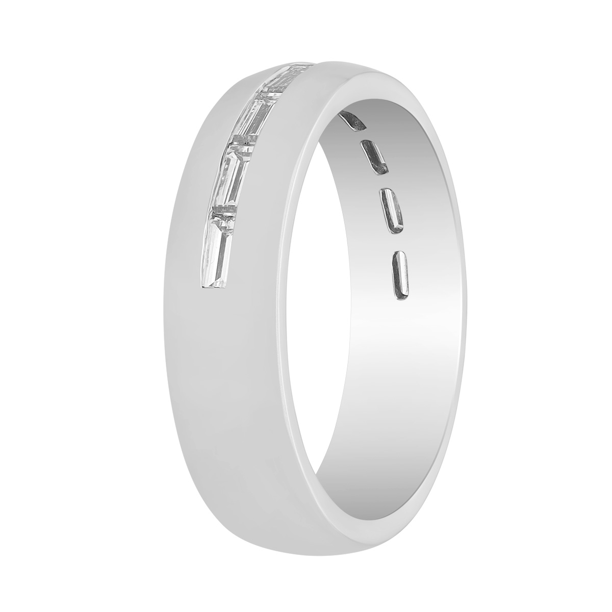 Precision Set Modern Aire Channel Set Baguette Diamond Wedding Band in Platinum