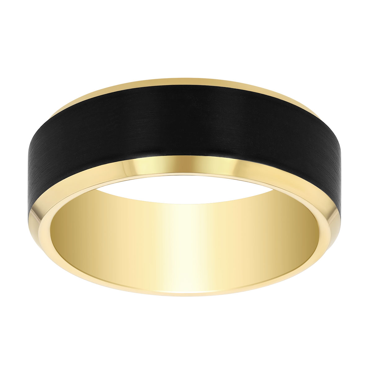 Yellow Tone & Black Tungsten Wedding Band, 8 mm, Size 10