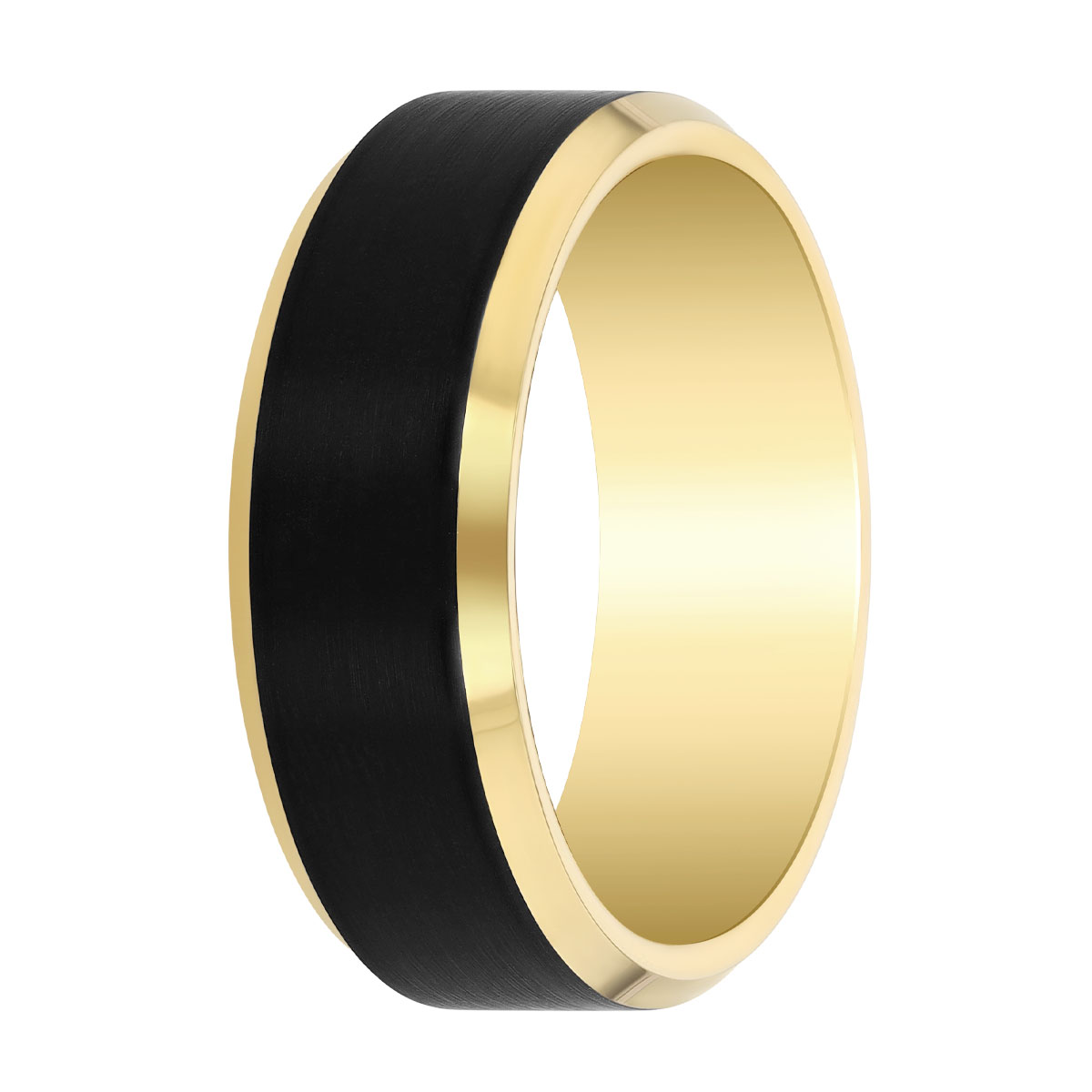 Yellow Tone & Black Tungsten Wedding Band, 8 mm, Size 10