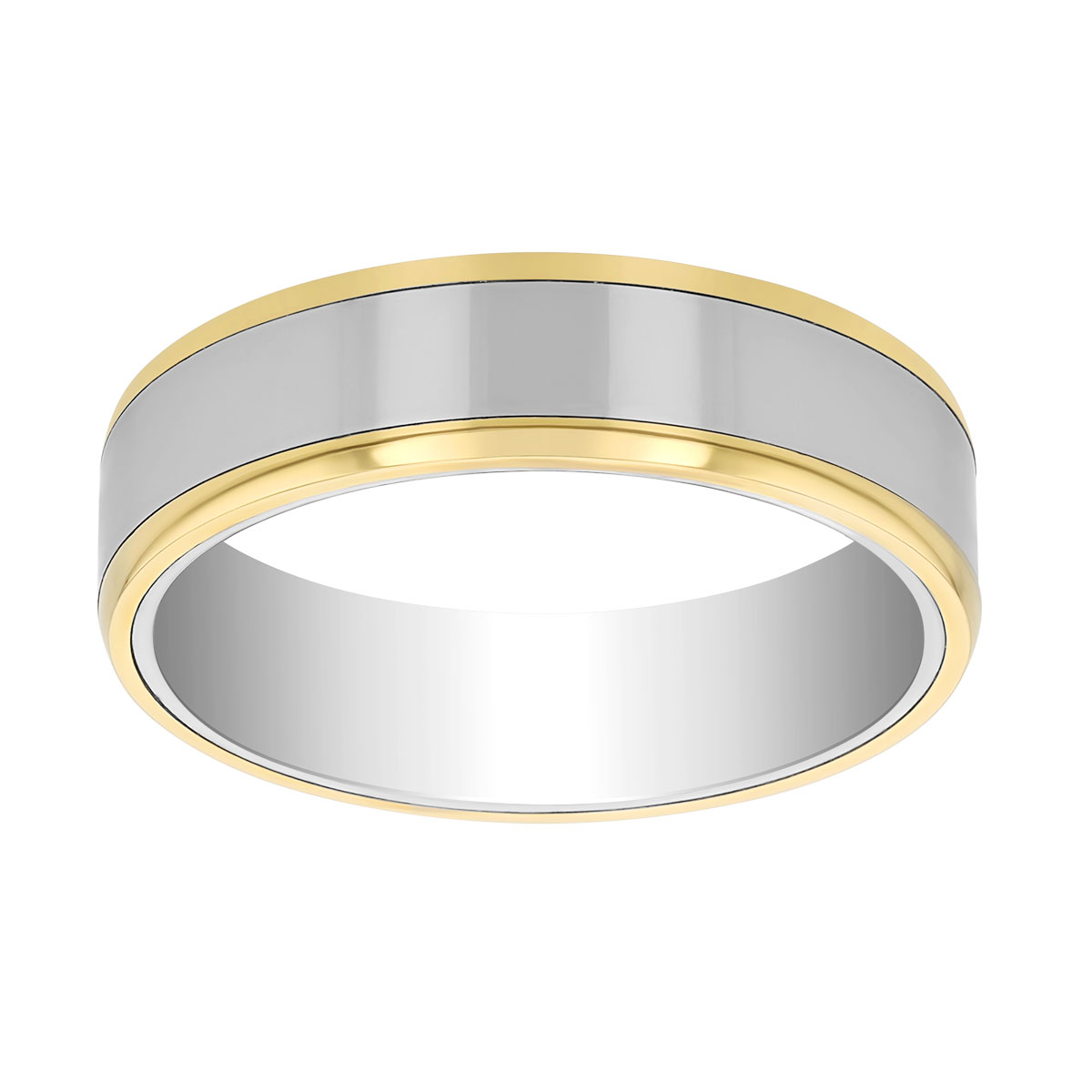 Yellow Tone & Tungsten Wedding Band, 6 mm, Size 10