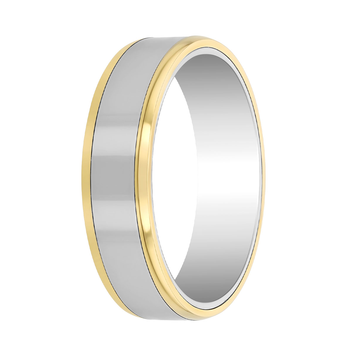 Yellow Tone & Tungsten Wedding Band, 6 mm, Size 10