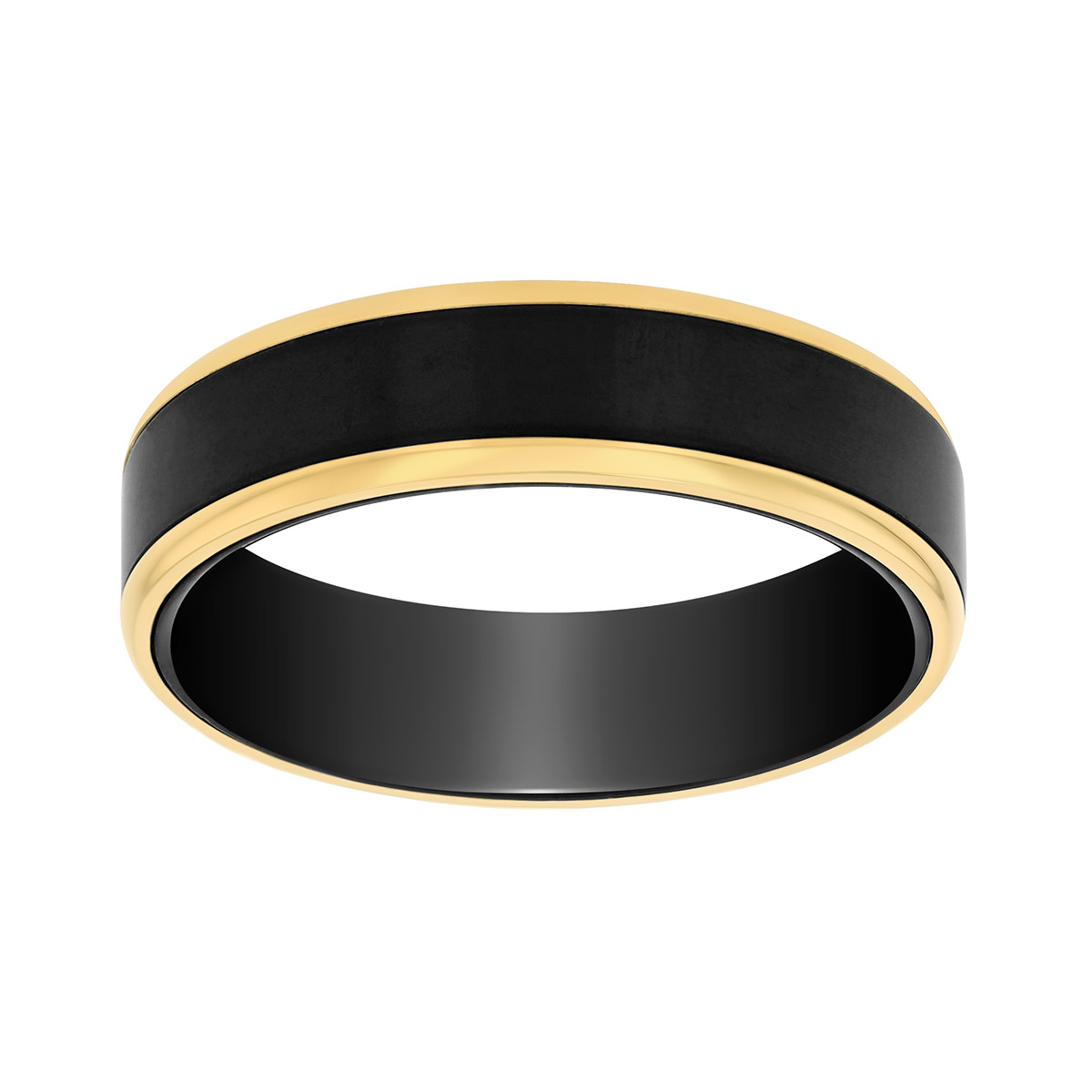 Yellow Tone & Tungsten Carbide Wedding Band, 6 mm, Size 10