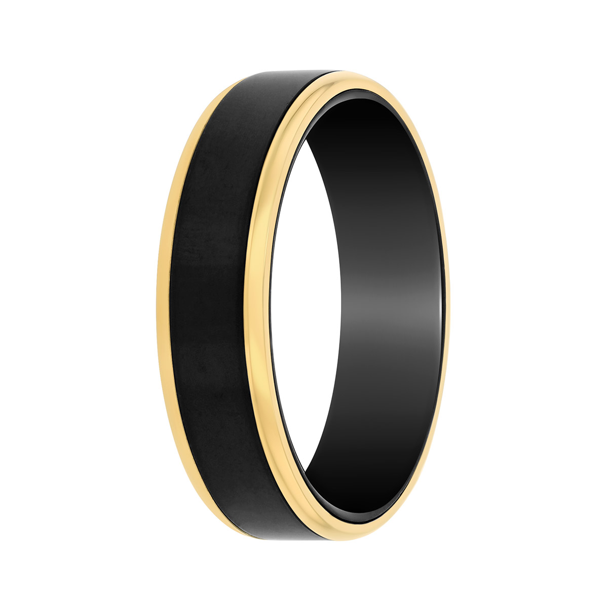 Yellow Tone & Tungsten Carbide Wedding Band, 6 mm, Size 10