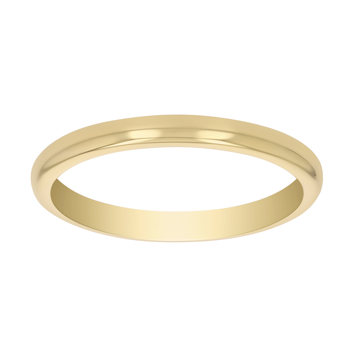 Yellow Gold Rounded Wedding Band, 2 mm