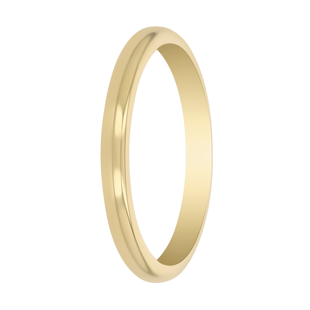 Yellow Gold Rounded Wedding Band, 2 mm