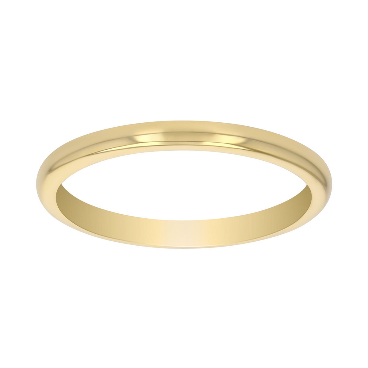 Yellow Gold Rounded Wedding Band, 2 mm