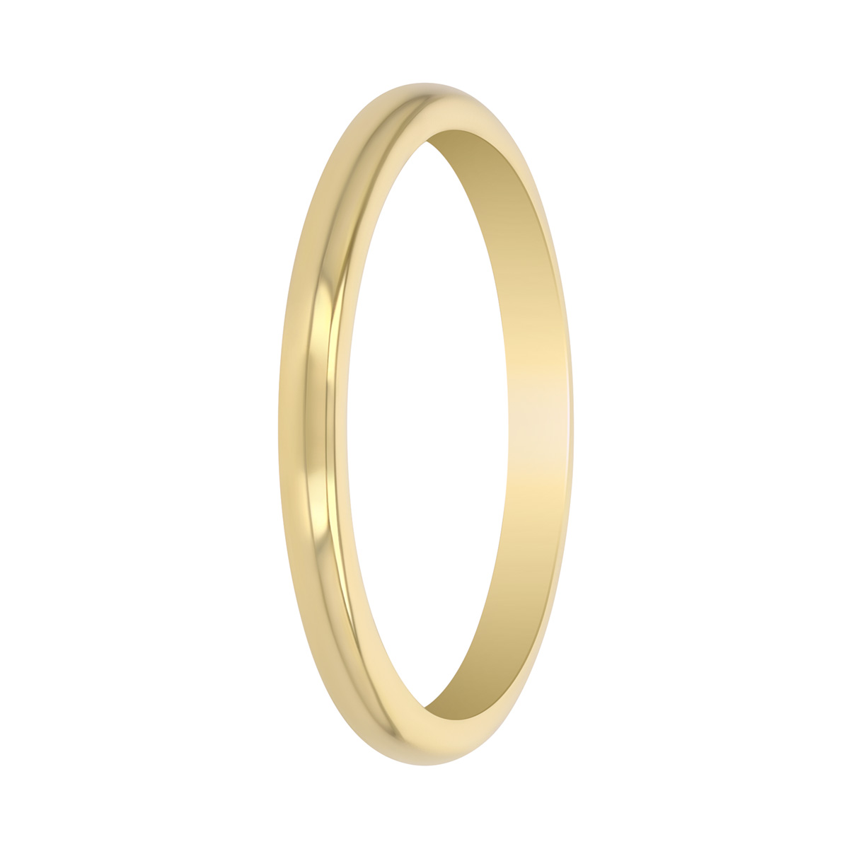 Yellow Gold Rounded Wedding Band, 2 mm