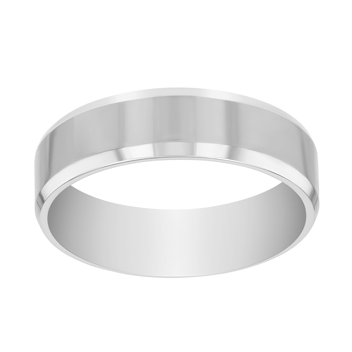 White Gold Bevel Edged Wedding Band