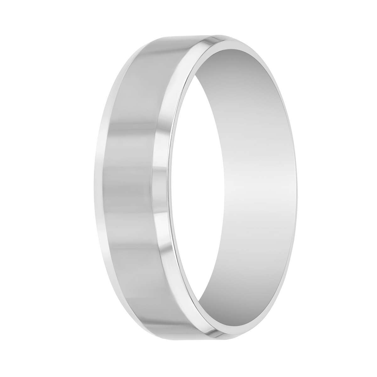 White Gold Bevel Edged Wedding Band