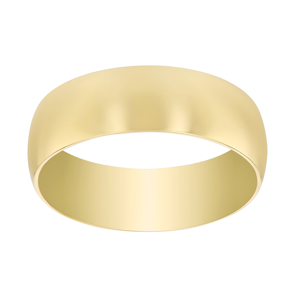 Yellow Gold Rounded Wedding Band, 7 mm