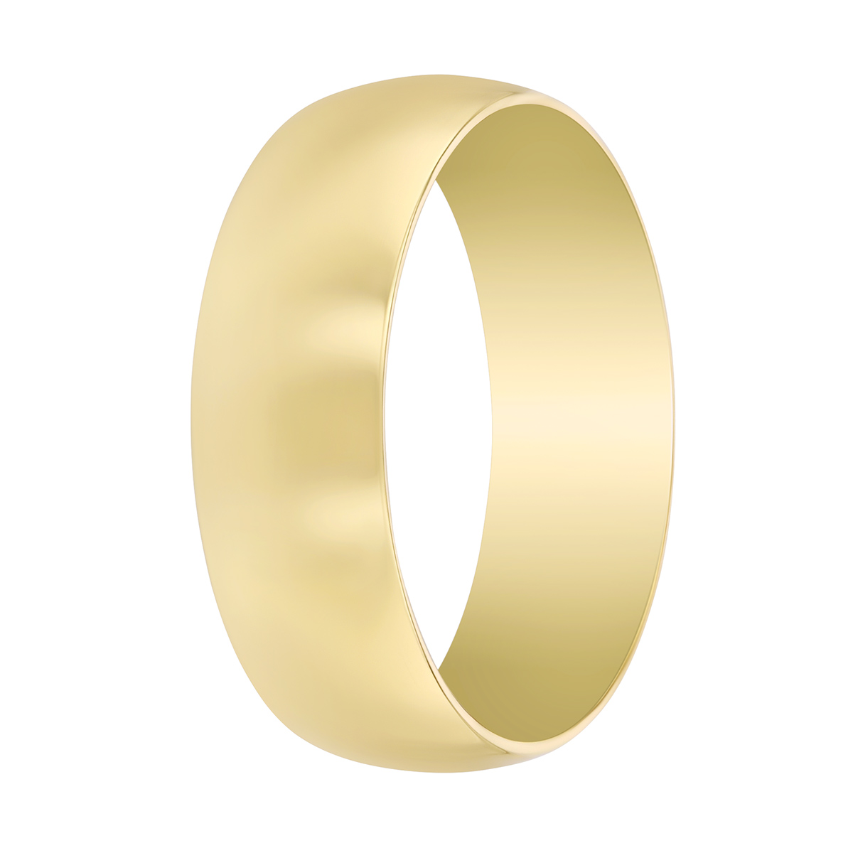 Yellow Gold Rounded Wedding Band, 7 mm
