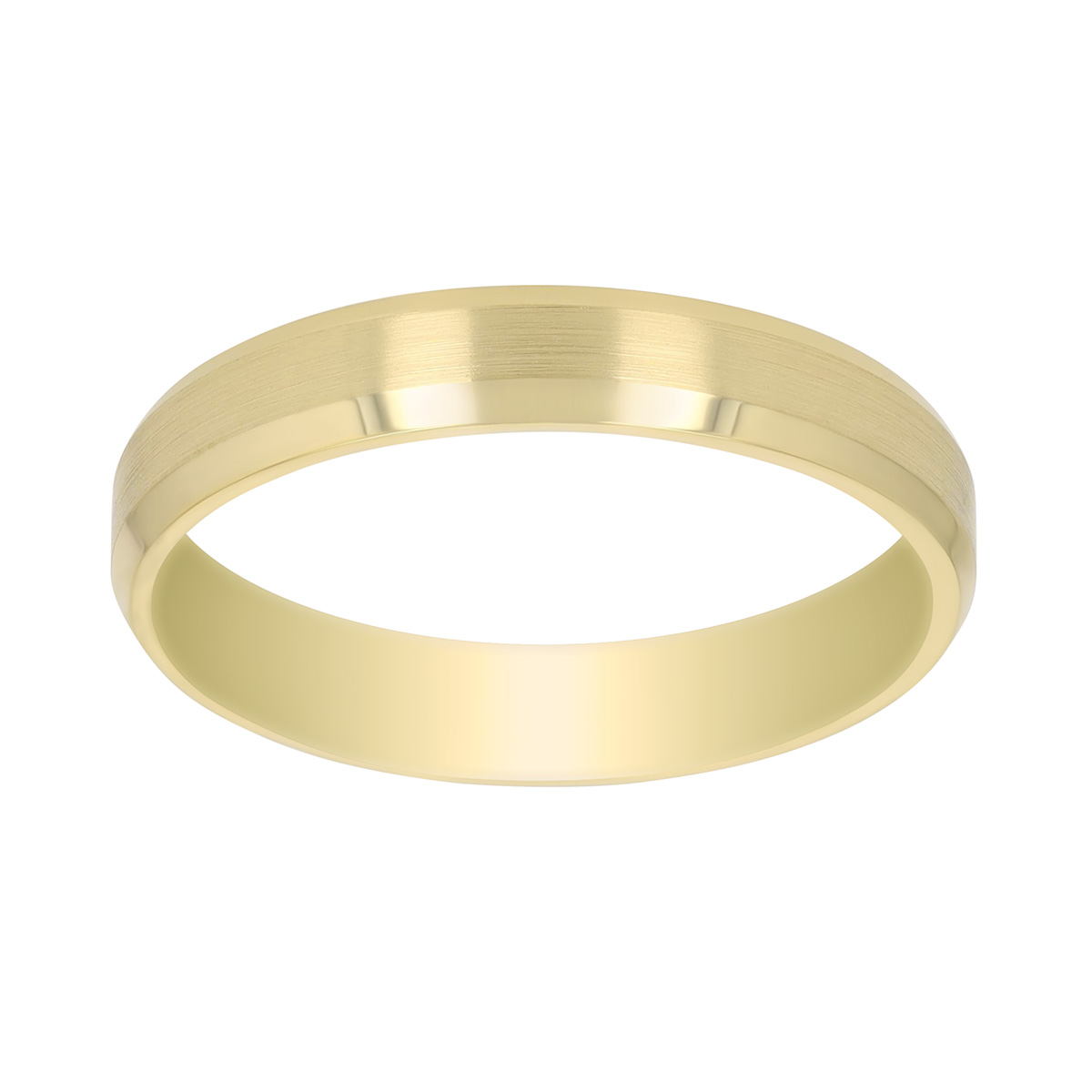 Yellow Gold Brushed & High Polish Bevel Edged Wedding Band