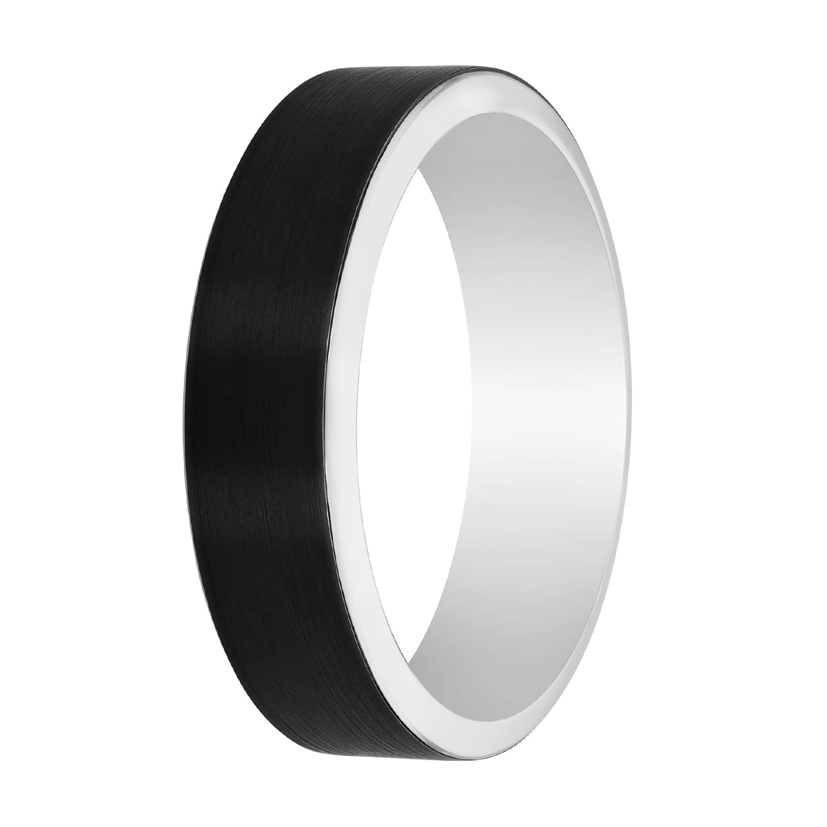 A. Jaffe Black Zirconium & White Gold Wedding Band, Size 10