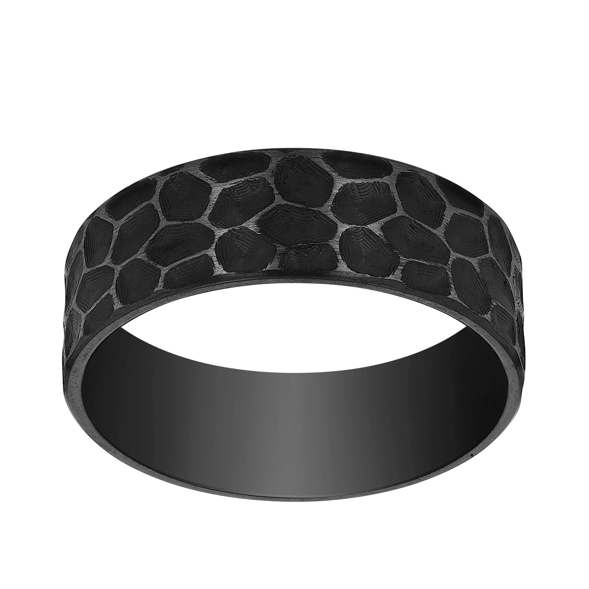 A. Jaffe Black Zirconium Patterned Wedding Band, Size 9