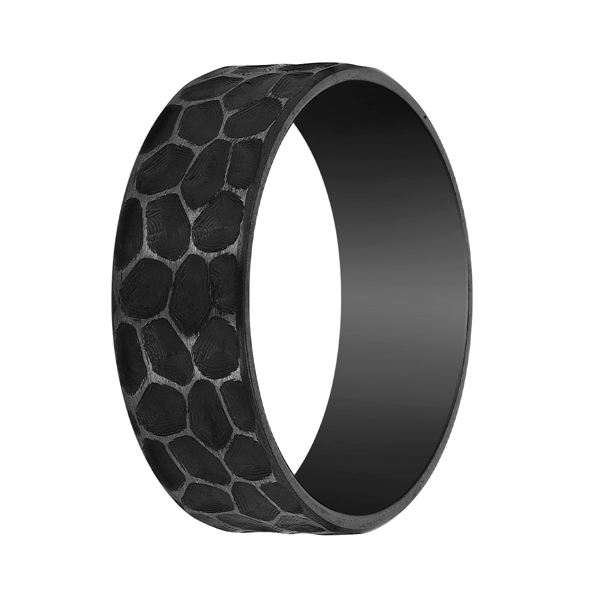 A. Jaffe Black Zirconium Patterned Wedding Band, Size 9