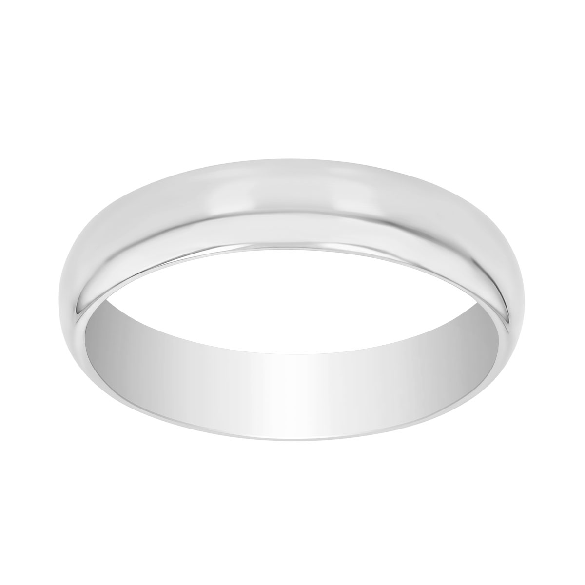 White Gold Rounded Wedding Band, 5 mm