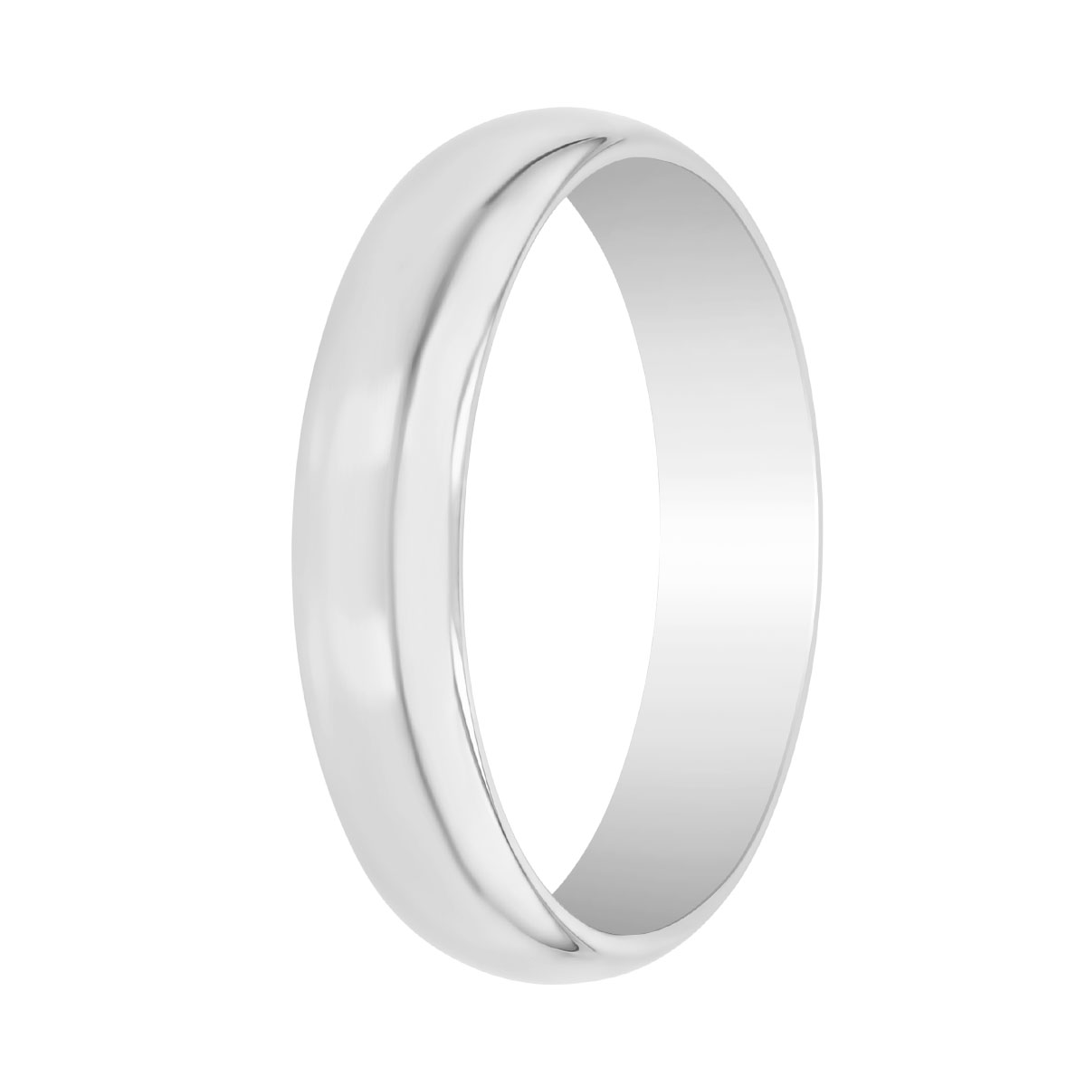 White Gold Rounded Wedding Band, 5 mm