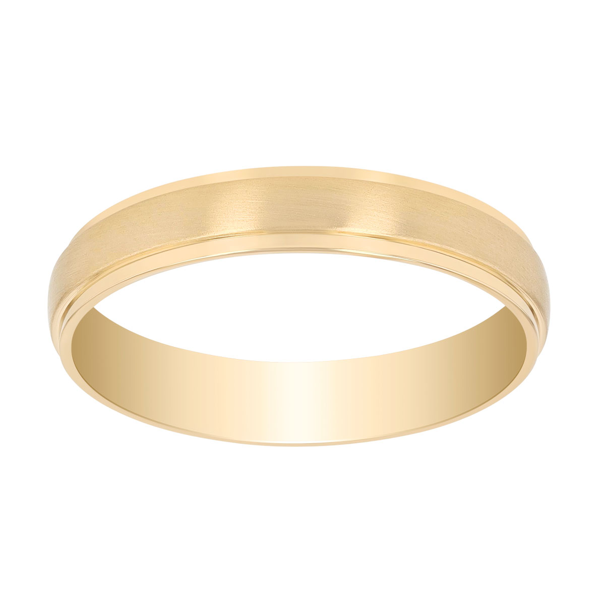 Yellow Gold Brushed & High Polish Rounded Wedding Band