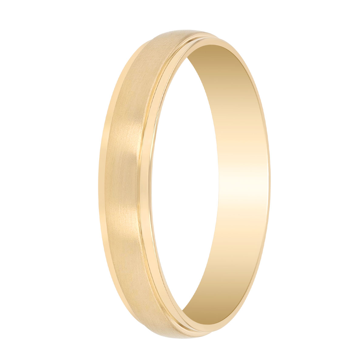Yellow Gold Brushed & High Polish Rounded Wedding Band