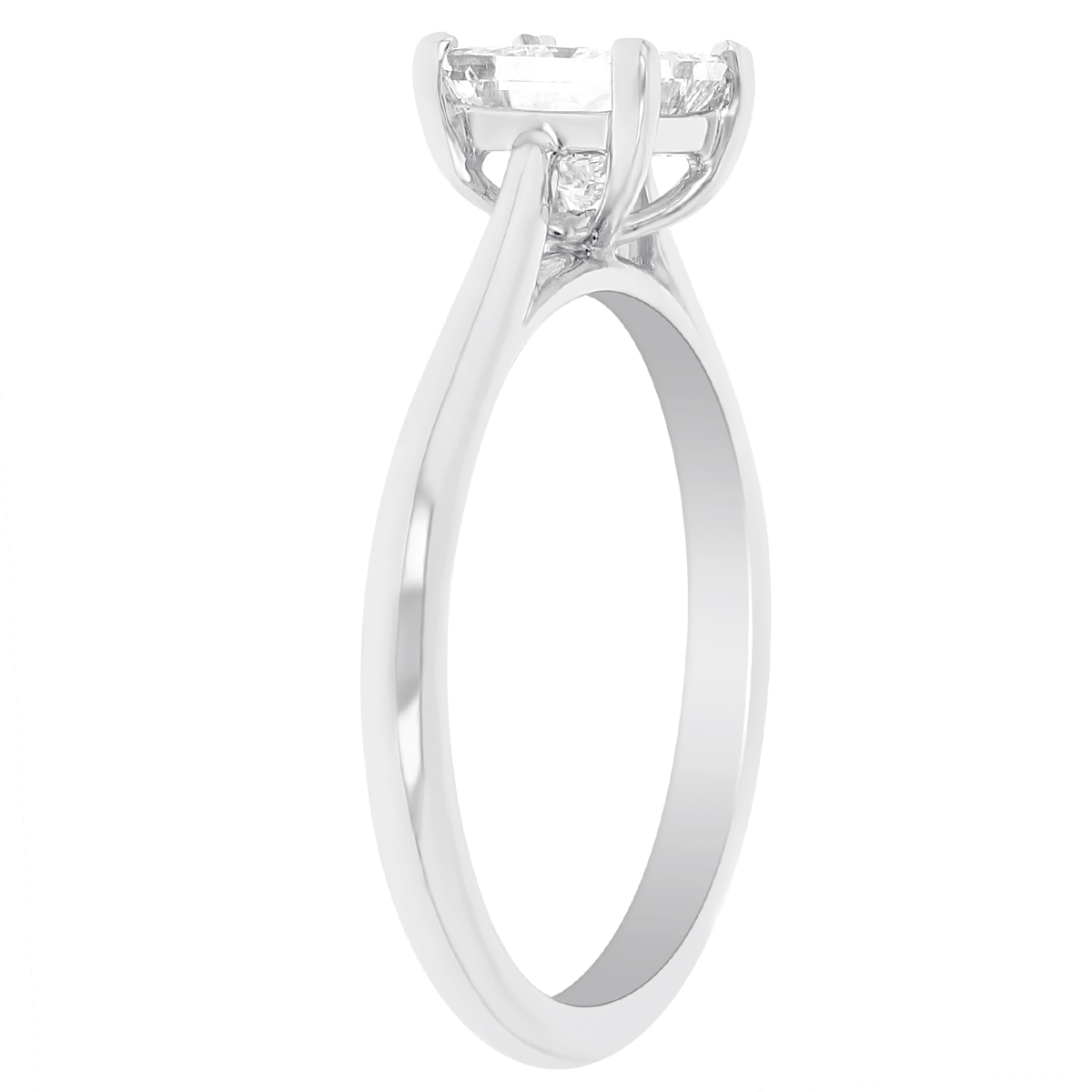 18K White Gold Princess Diamond Solitaire Engagement Ring, 0.90 ct
