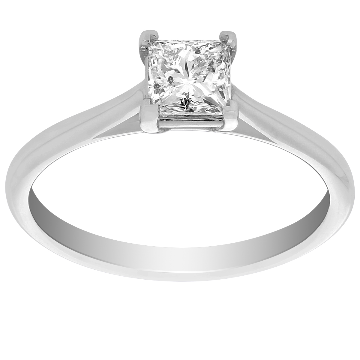 Princess Diamond Solitaire Engagement Ring in White Gold, .62 ct