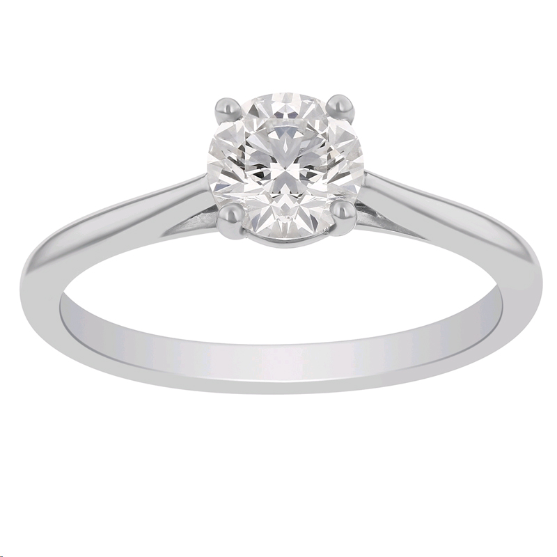 Round Diamond Solitaire Engagement Ring in White Gold, 0.70  ct