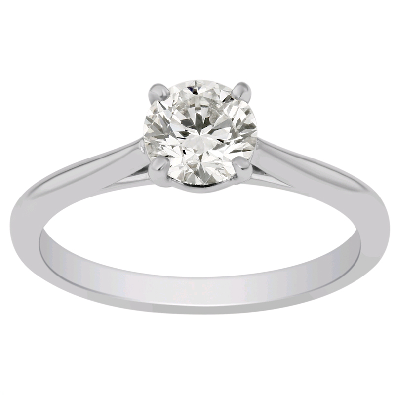 Round Diamond Solitaire Engagement Ring in White Gold, 0.70  ct