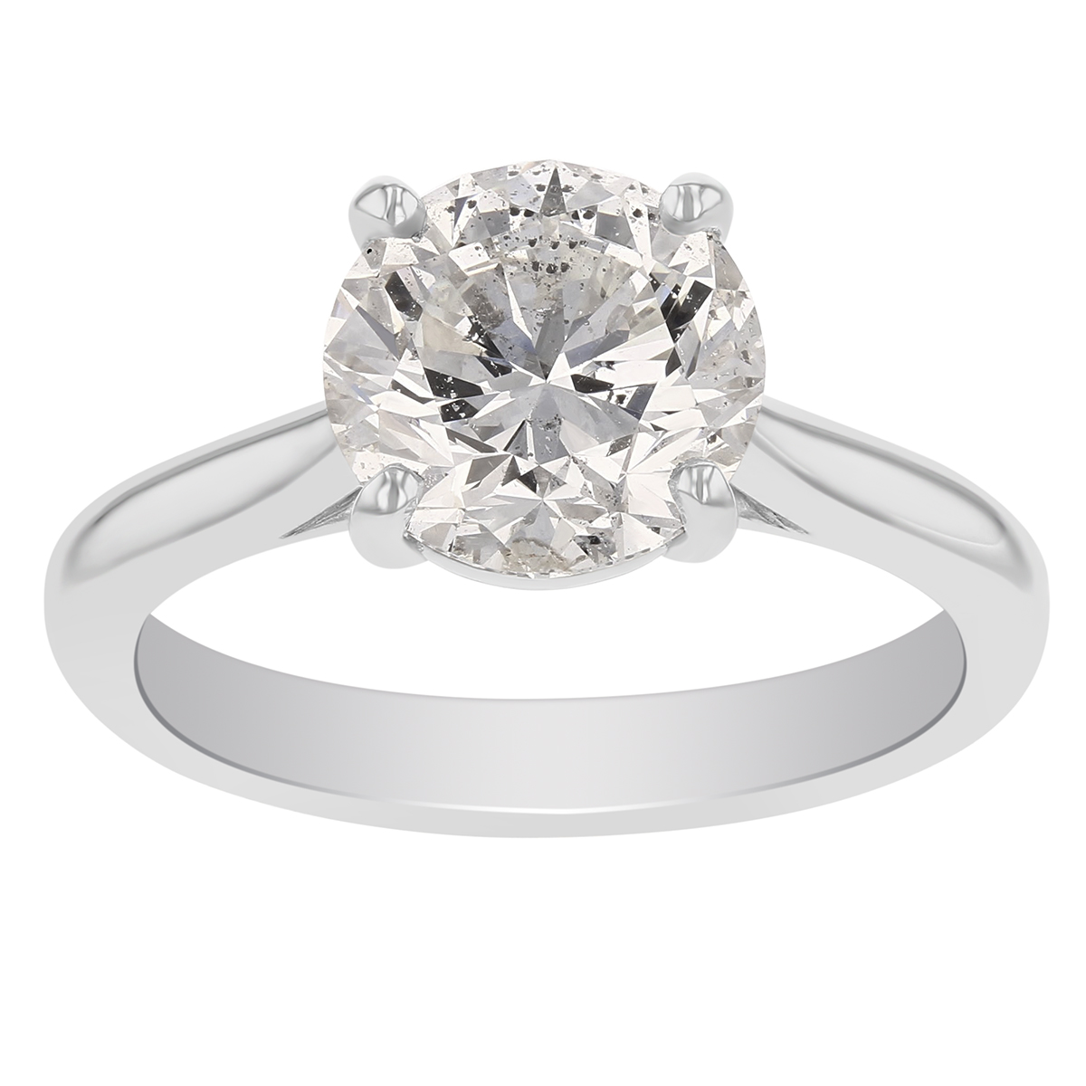 Round Diamond Solitaire Engagement Ring in White Gold, 2.53  ct