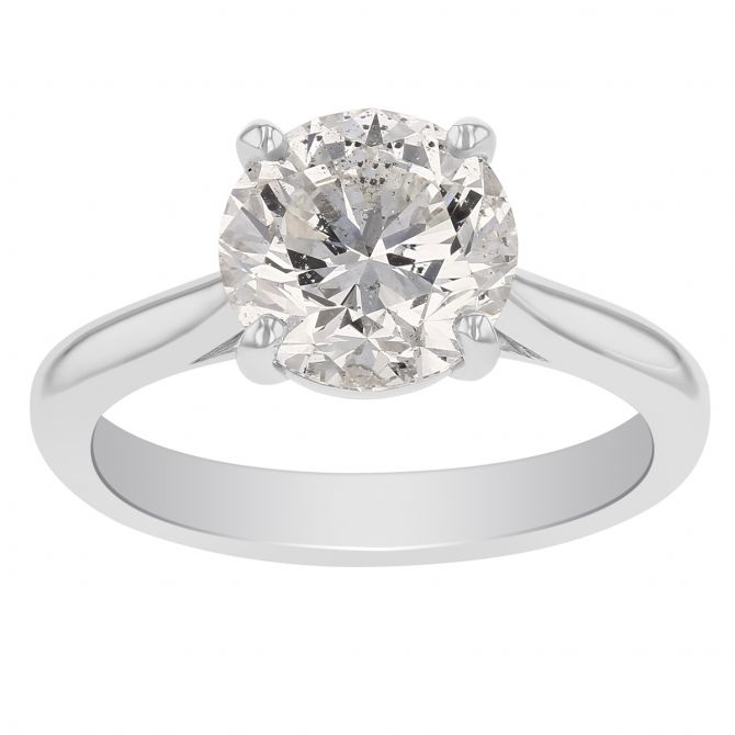 Round Diamond Solitaire Engagement Ring in White Gold, 2.53  ct