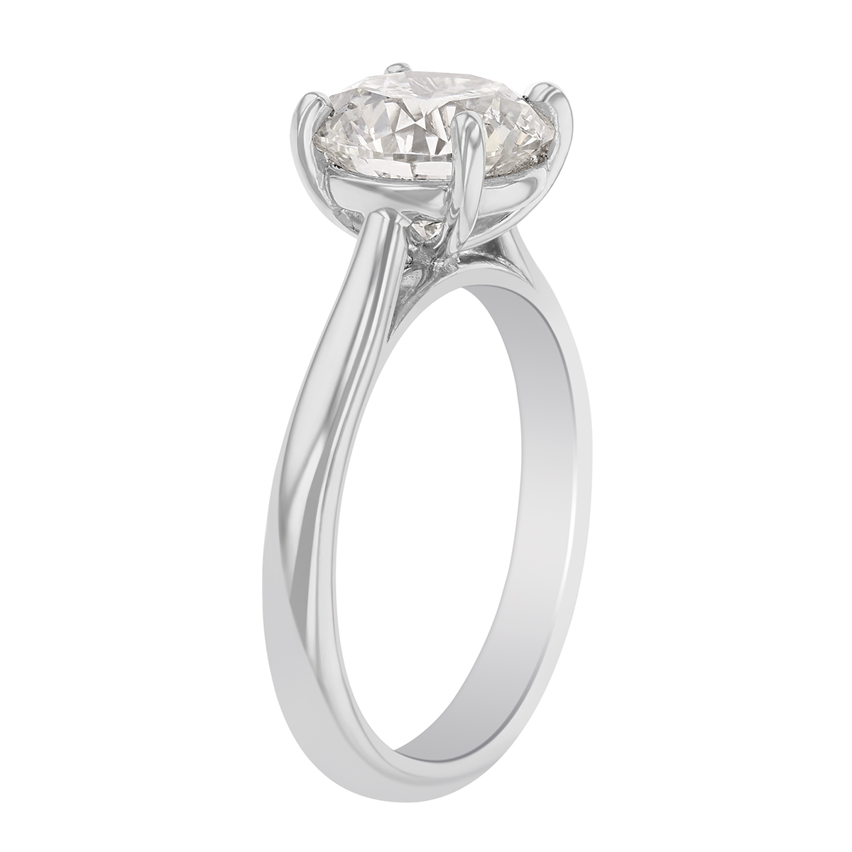 Round Diamond Solitaire Engagement Ring in White Gold, 2.53  ct