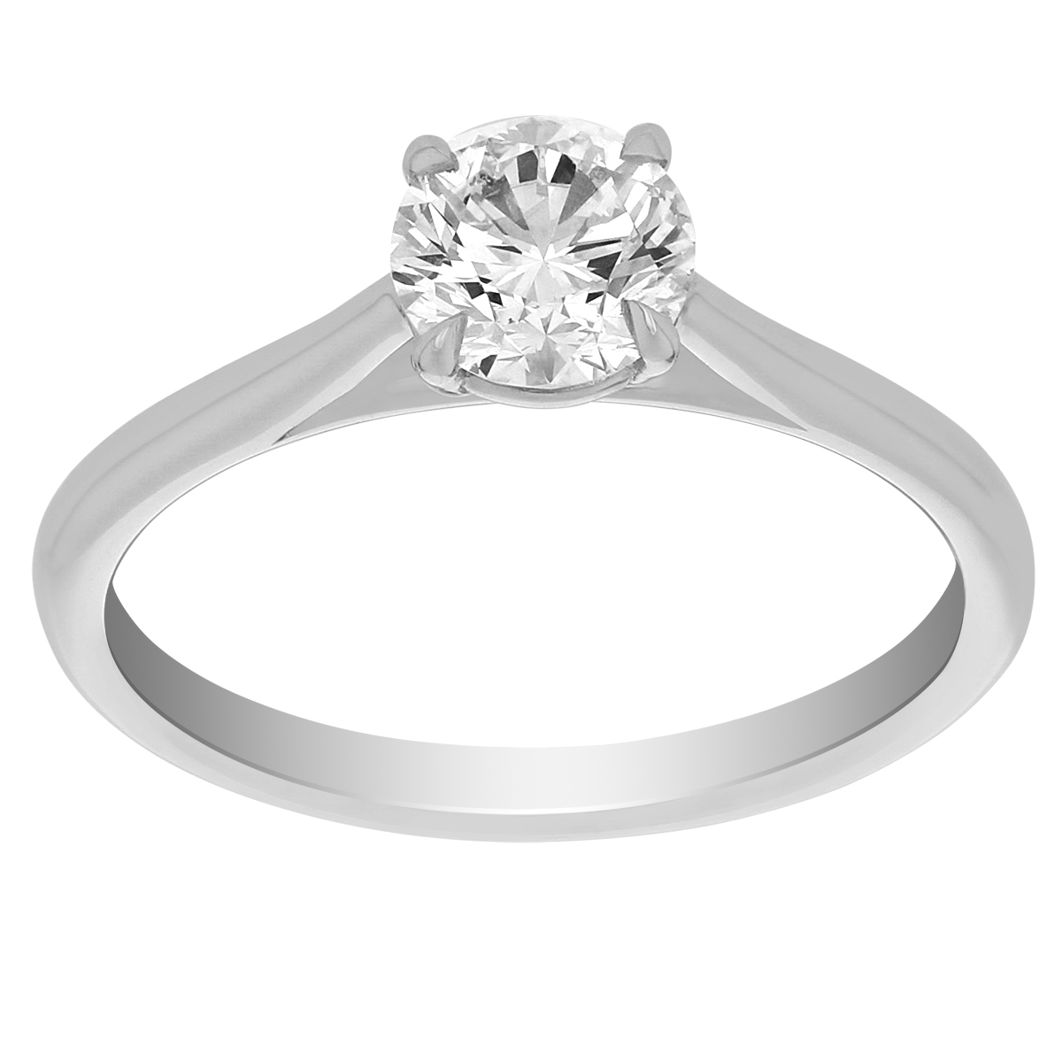 Round Diamond Solitaire Engagement Ring in White Gold, .72 ct