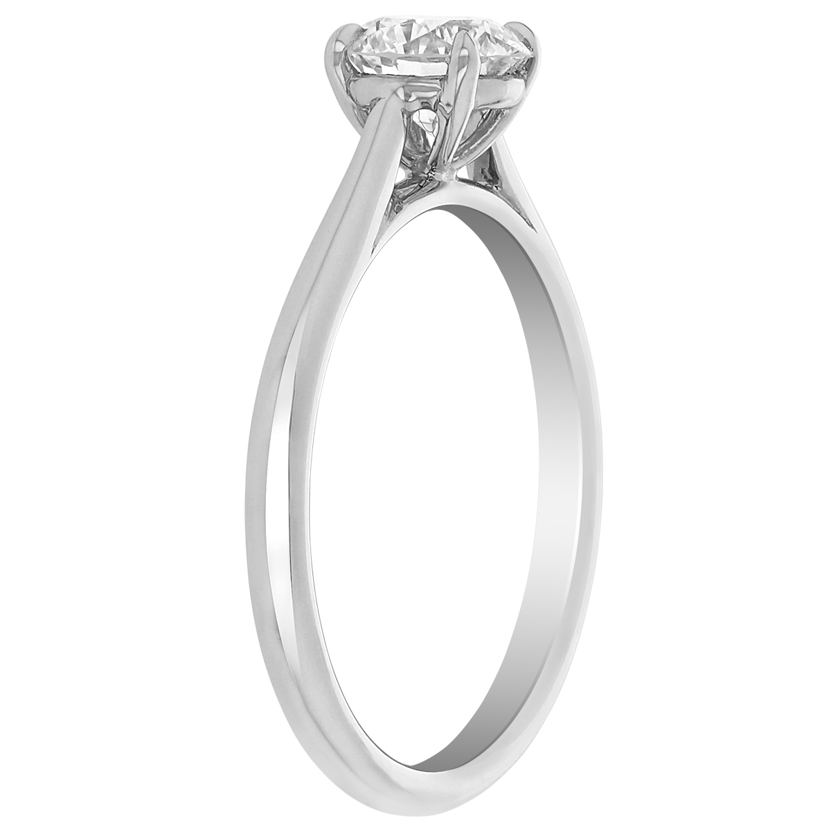 Round Diamond Solitaire Engagement Ring in White Gold, .72 ct