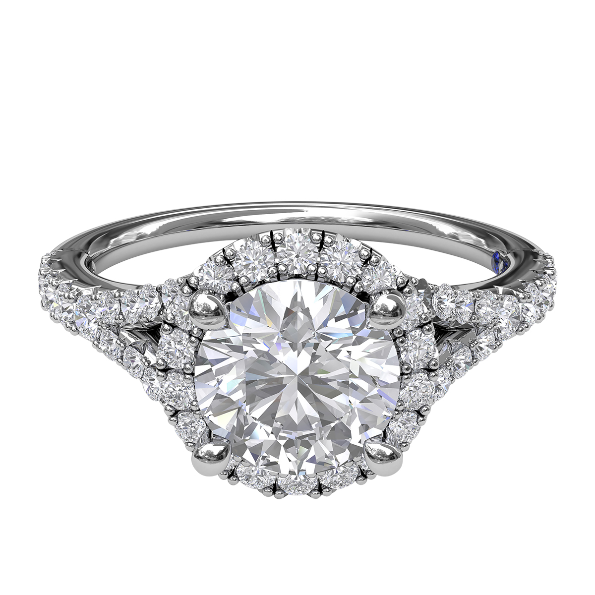 14K White Gold Eng Semi Setting with Stones