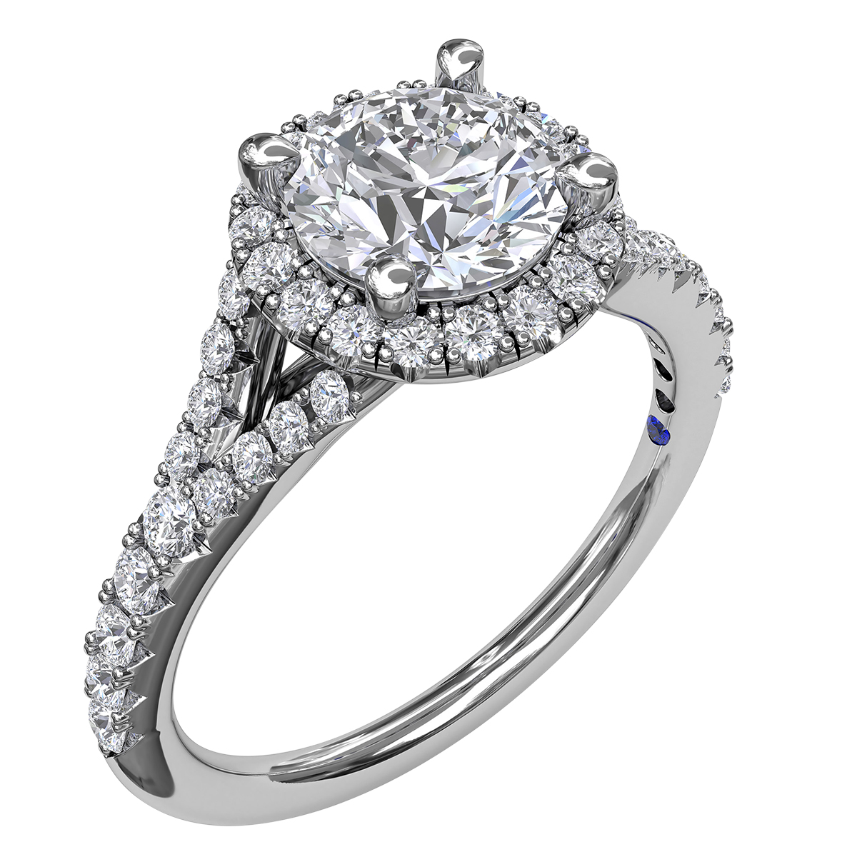 14K White Gold Eng Semi Setting with Stones