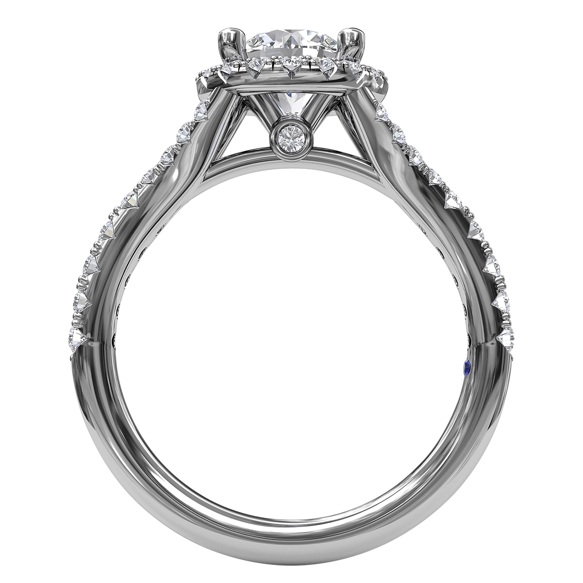 14K White Gold Eng Semi Setting with Stones