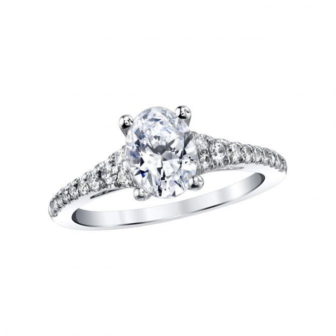 Diamond Tapered Shoulder Engagement Ring Setting in White Gold