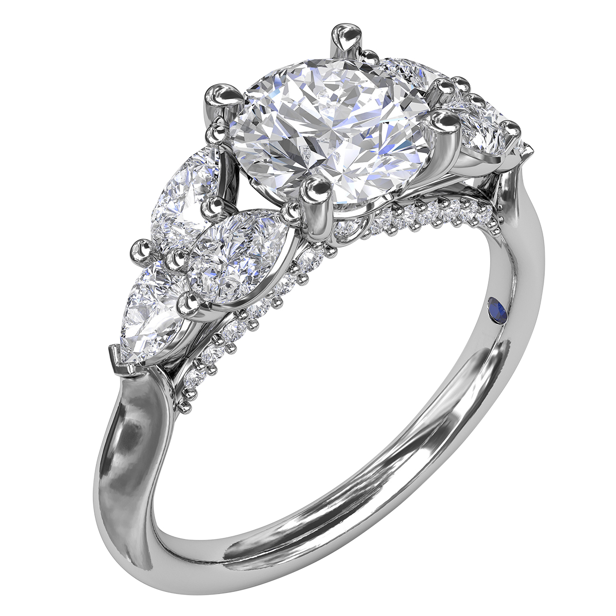 Diamond Leaf Vintage Style Engagement Ring Setting in White Gold