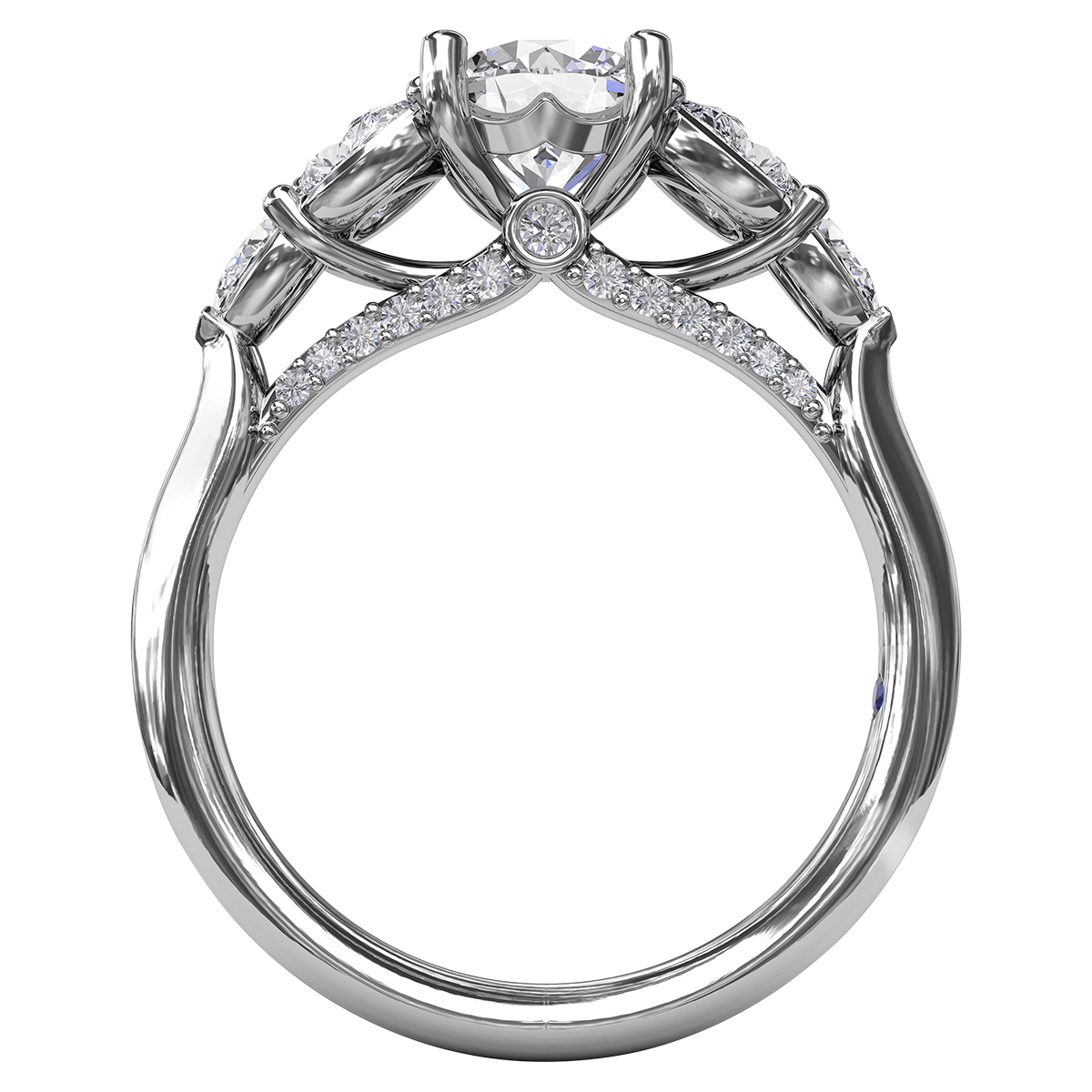 Diamond Leaf Vintage Style Engagement Ring Setting in White Gold