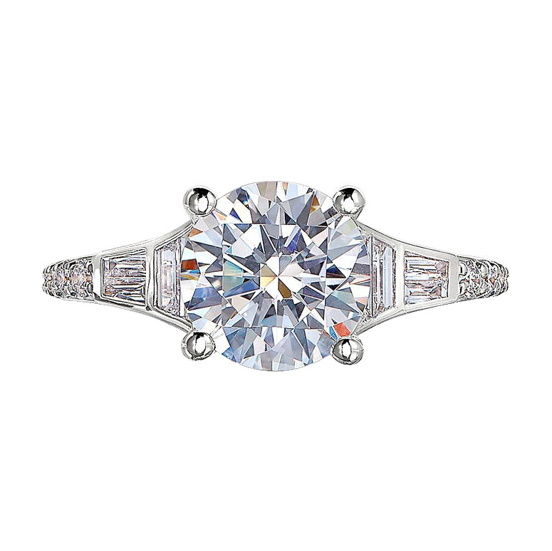 Peter Storm Diamond Baguette Side Detail Engagement Ring Setting in White Gold