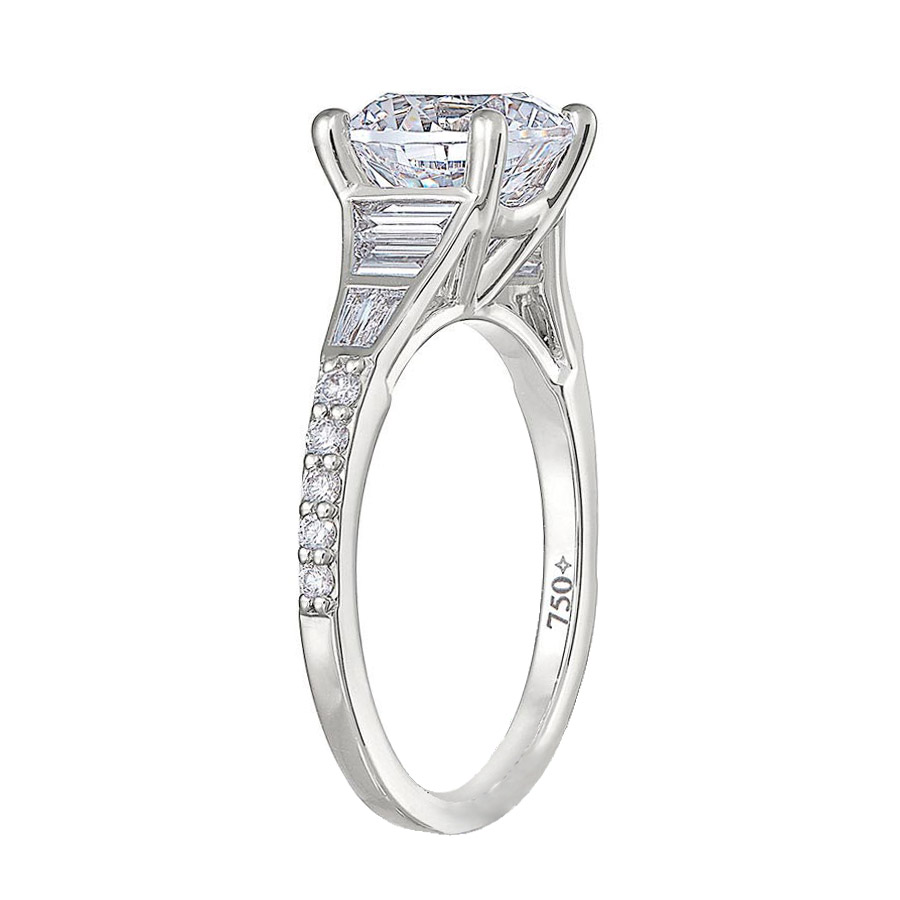 Peter Storm Diamond Baguette Side Detail Engagement Ring Setting in White Gold