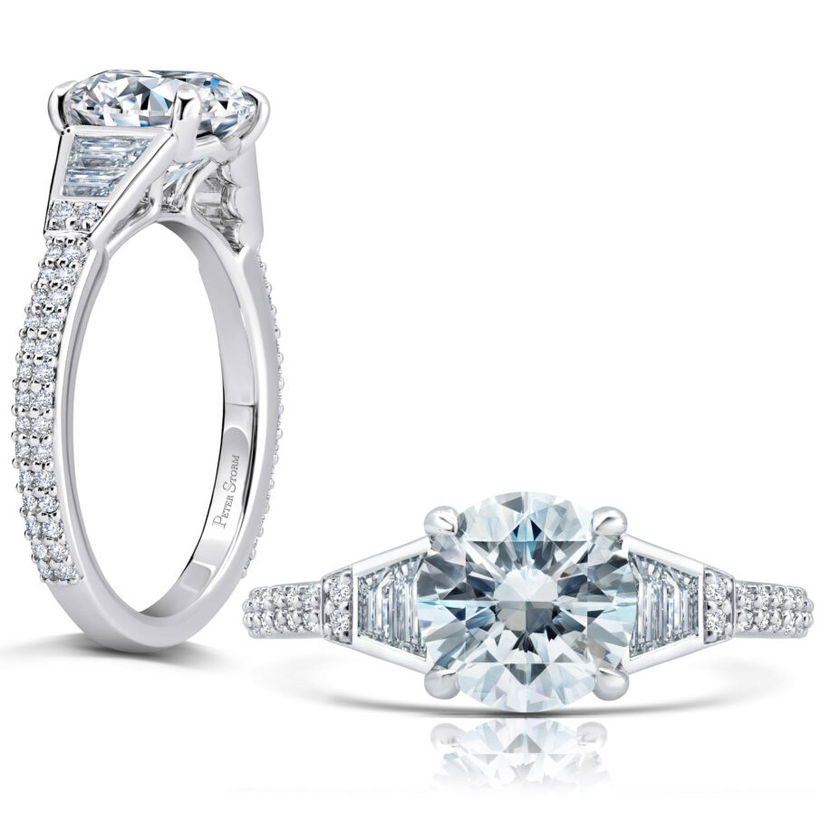 Peter Storm Diamond Baguette Side Detail Engagement Ring Setting in White Gold