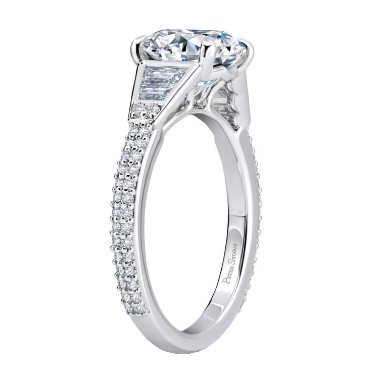 Peter Storm Diamond Baguette Side Detail Engagement Ring Setting in White Gold