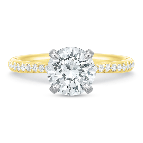 Diamond Side Stone Engagement Ring Setting in Yellow Gold