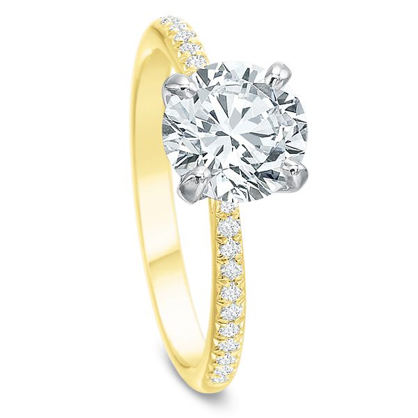 Diamond Side Stone Engagement Ring Setting in Yellow Gold