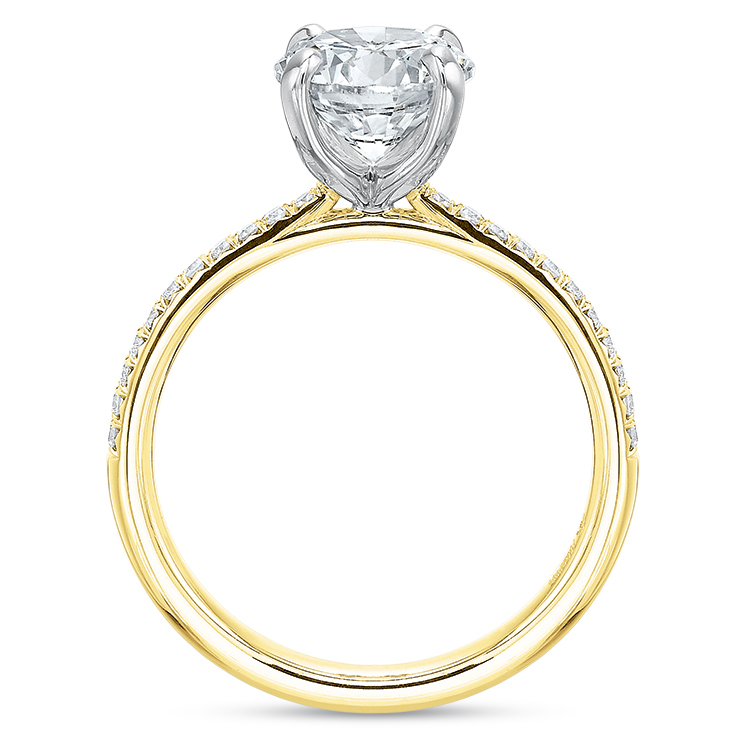Diamond Side Stone Engagement Ring Setting in Yellow Gold