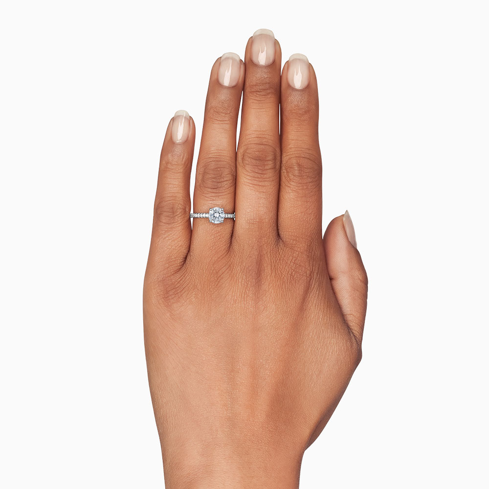 18K Gold Diamond Side Stone Engagement Ring Setting, 0.13 cttw