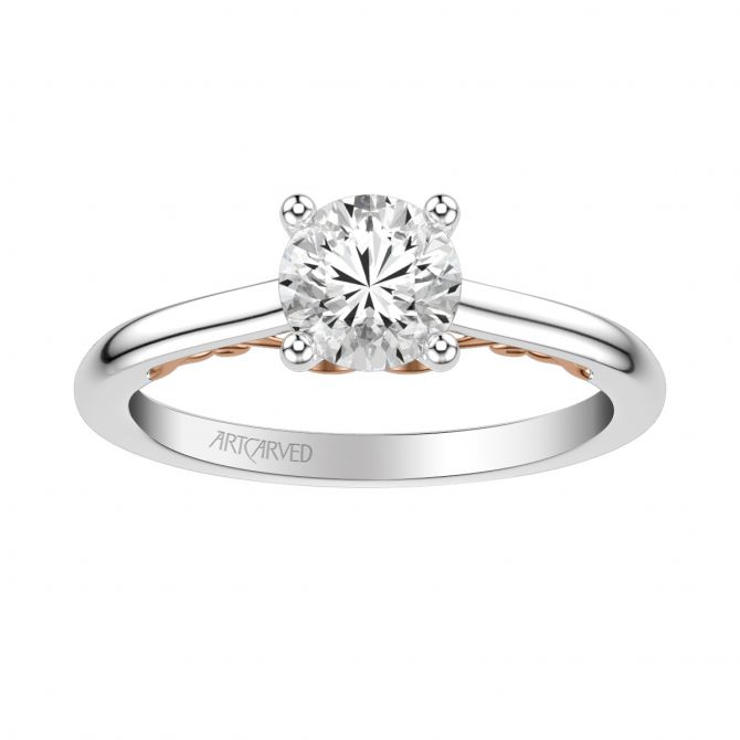 ArtCarved Lyric Solitaire Engagement Ring Setting in White & Rose Gold