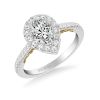 ArtCarved Diamond Pear Shaped Halo & Side Stone Engagement Ring Setting in White & Yellow Gold